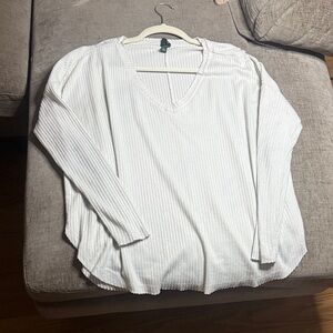 Wild Fable White Ribbed Long Sleeve Top